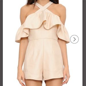 Nude ruffle halter off the shoulder  romper
